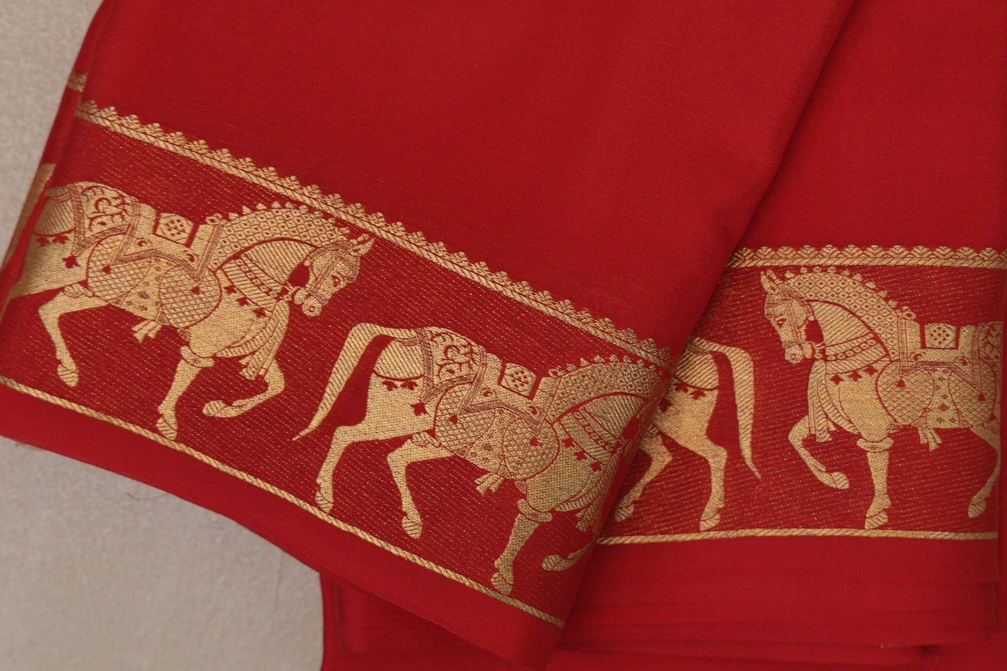 Bright Red Mysore Silk Saree SS9496