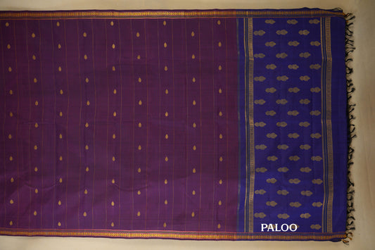 Multi color Vintage Kanjivaram Silk Saree paloo