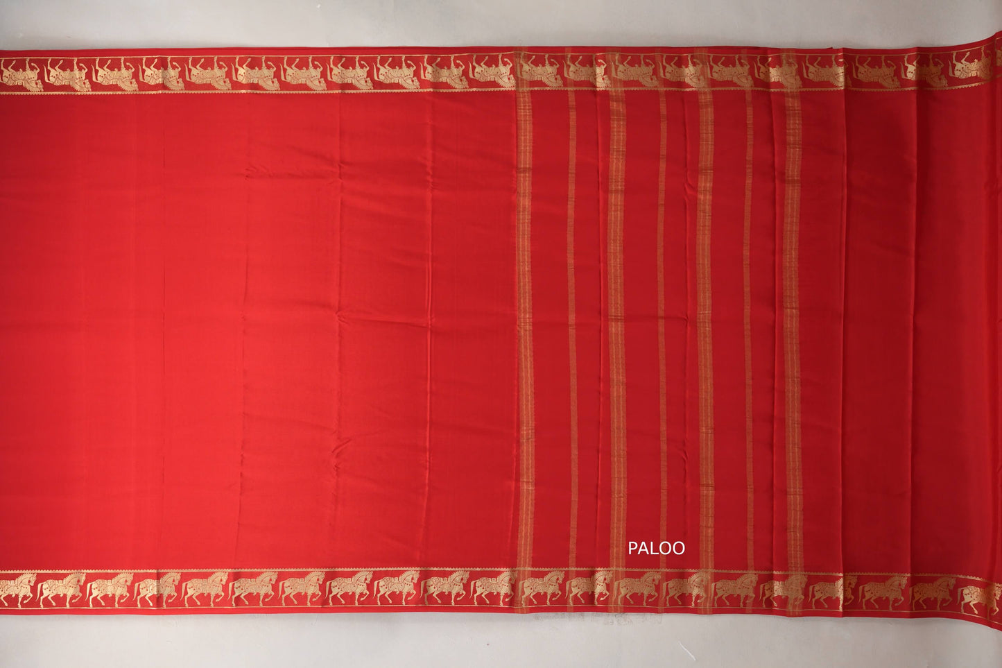 Bright Red Mysore Silk Saree SS9496