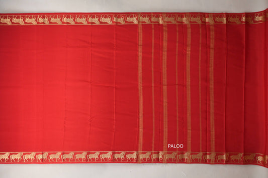 Bright Red Mysore Silk Saree SS9496