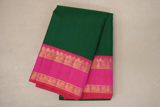 folded Dark Green Vintage Kanjivaram Silk Saree