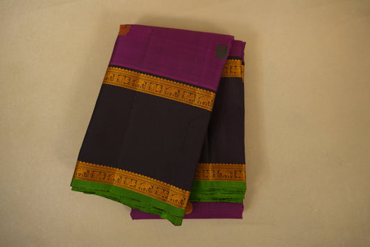 Magenta with Brown Borders Vintage Kanjivaram Silk Saree