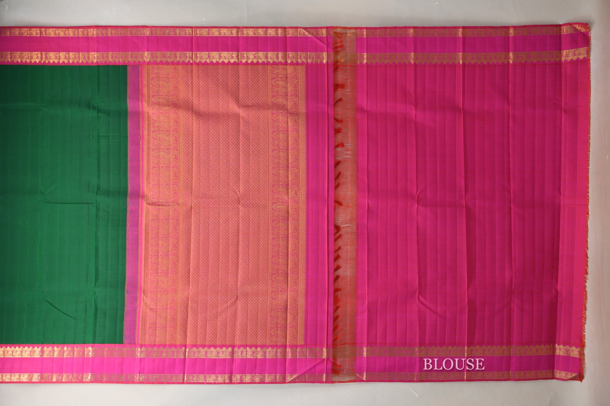 Dark Green Vintage Kanjivaram Silk Saree blouse