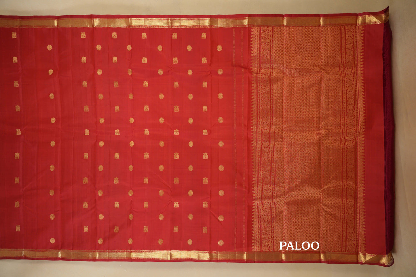 Red Vintage Kanjivaram Silk Saree paloo