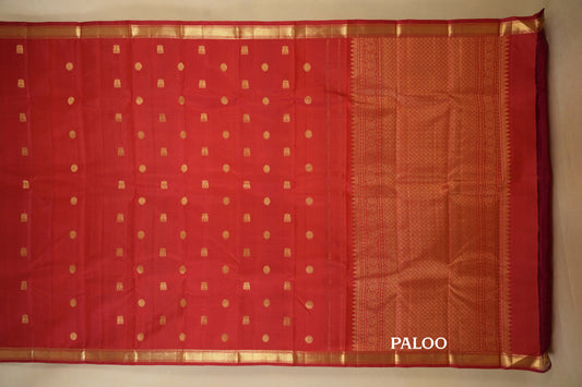 Red Vintage Kanjivaram Silk Saree paloo
