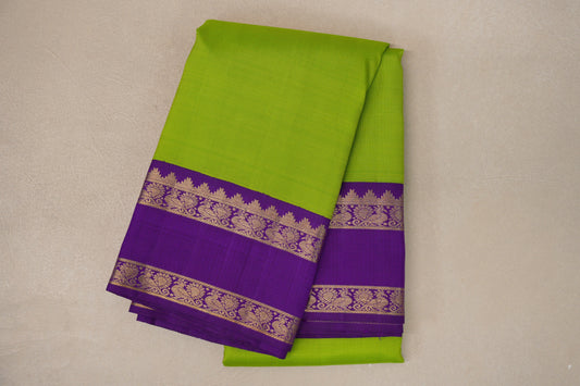 Parrot Green Vintage Kanjivaram Silk Saree folded 