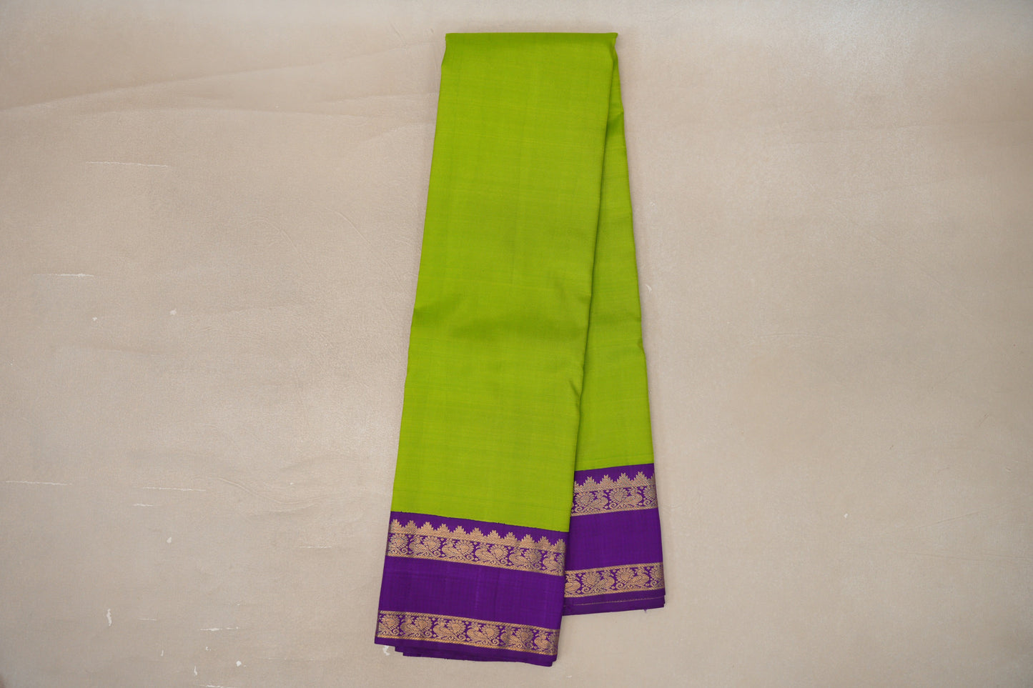 Parrot Green with Purple Borders Vintage Kanjivaram Silk Saree online