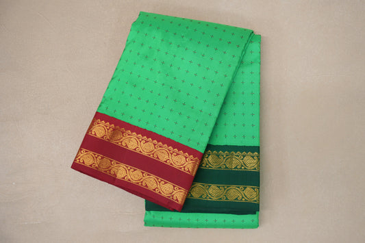 Spring Green Vintage Kanjivaram Silk Saree folded 
