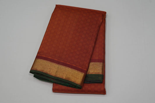 Rust kanchipuram silk saree