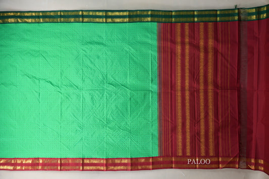 Spring Green Vintage Kanjivaram Silk Saree paloo