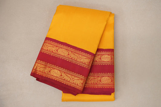 folded Mango Yellow  Vintage Kanjivaram Silk Saree