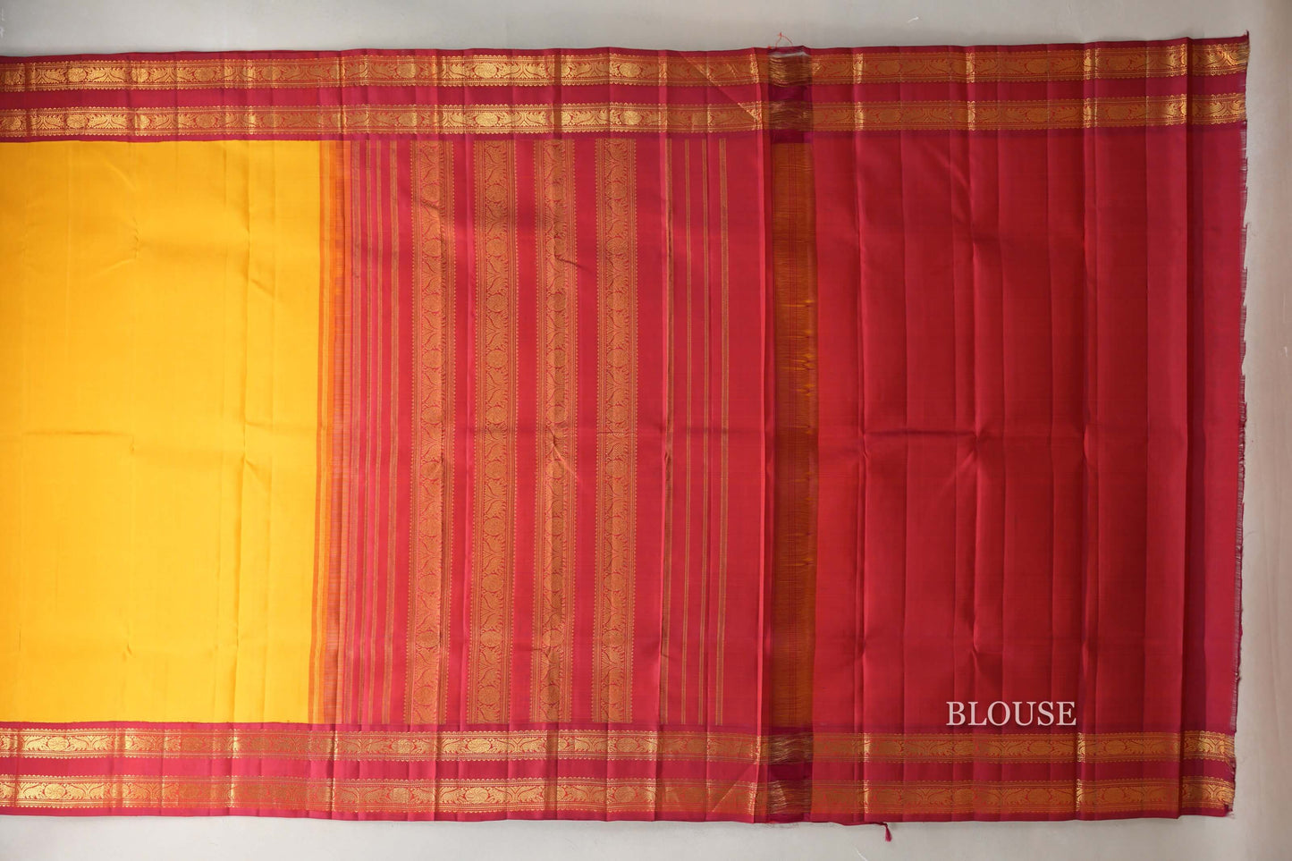 Mango Yellow  Vintage Kanjivaram Silk Saree blouse