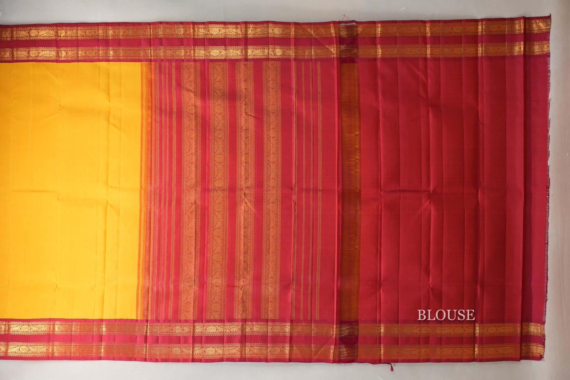 Mango Yellow  Vintage Kanjivaram Silk Saree blouse