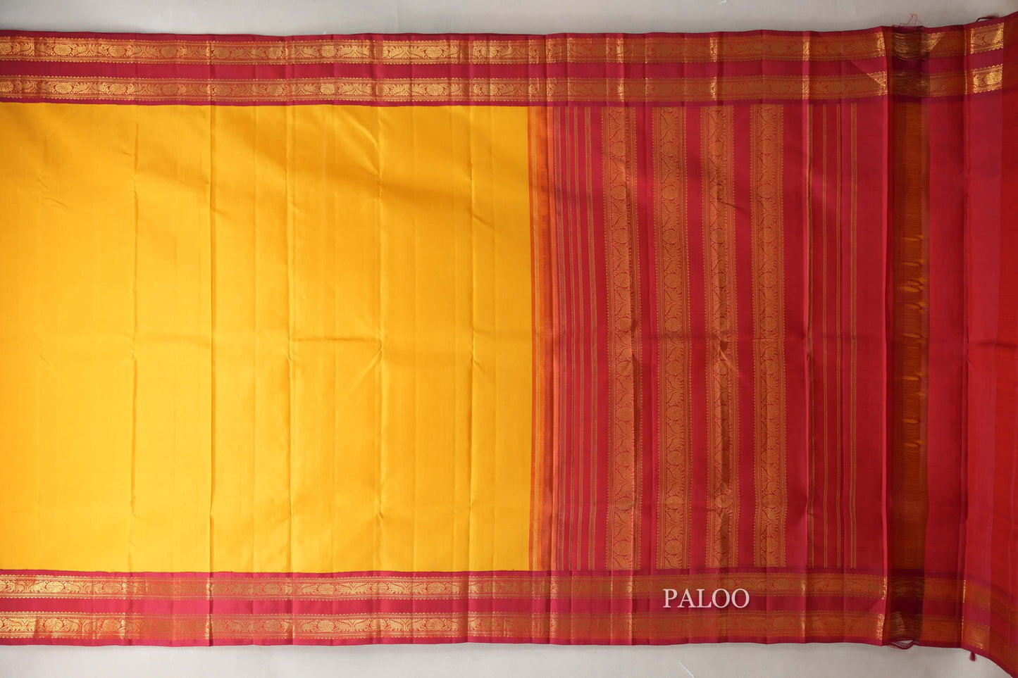 Mango Yellow  Vintage Kanjivaram Silk Saree paloo