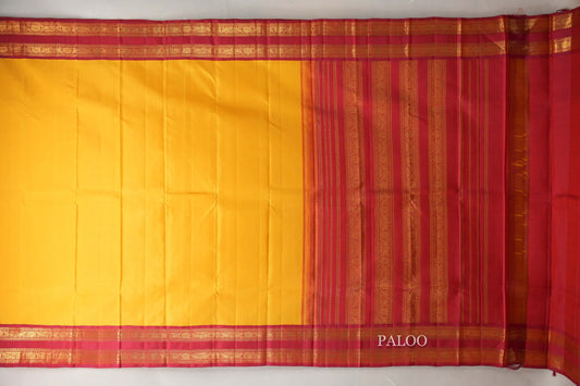 Mango Yellow  Vintage Kanjivaram Silk Saree paloo