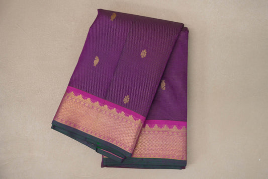 folded Deep Magenta Vintage Kanjivaram Silk Saree