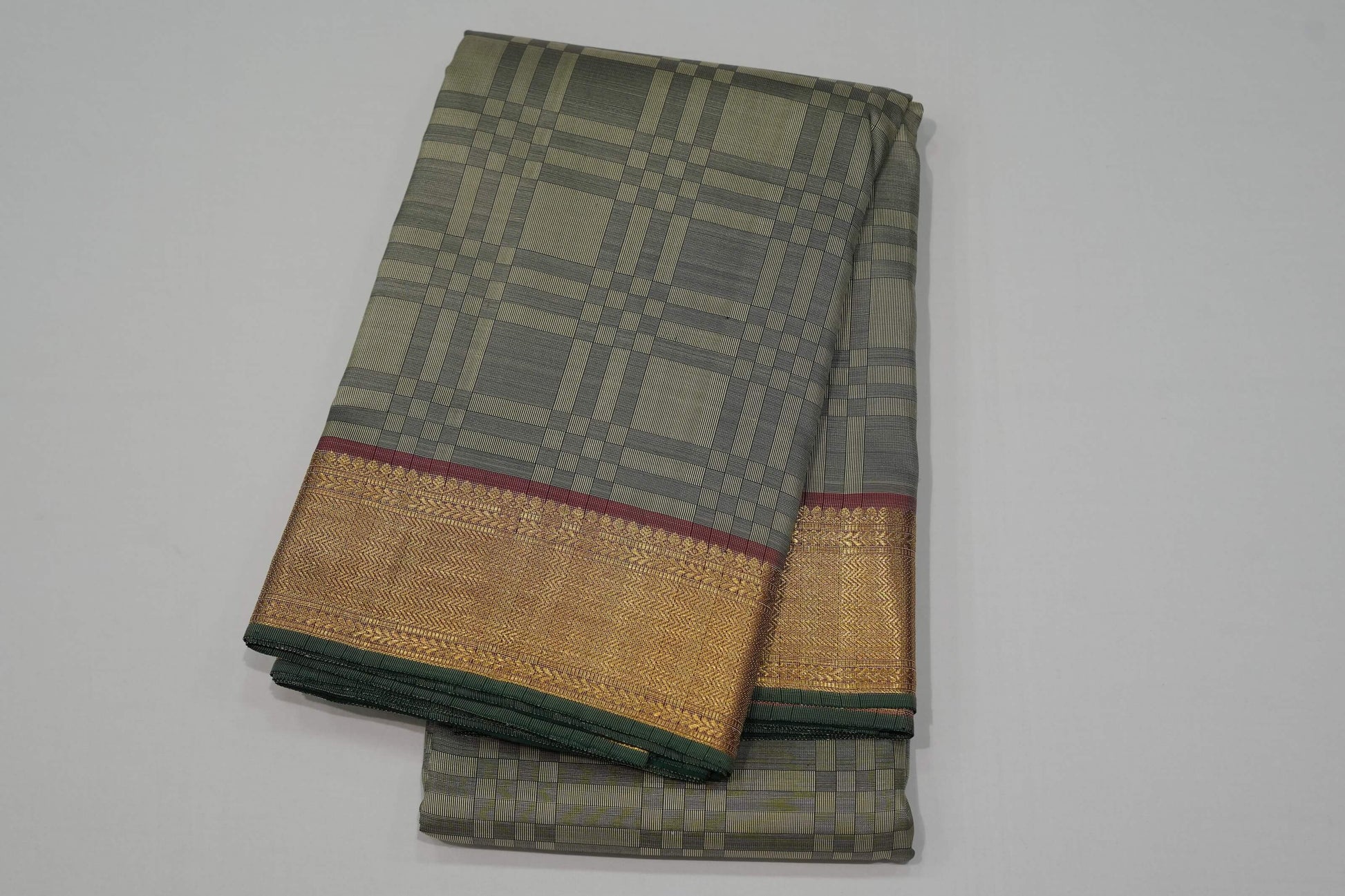 Beige with grey kanchipuram silk saree