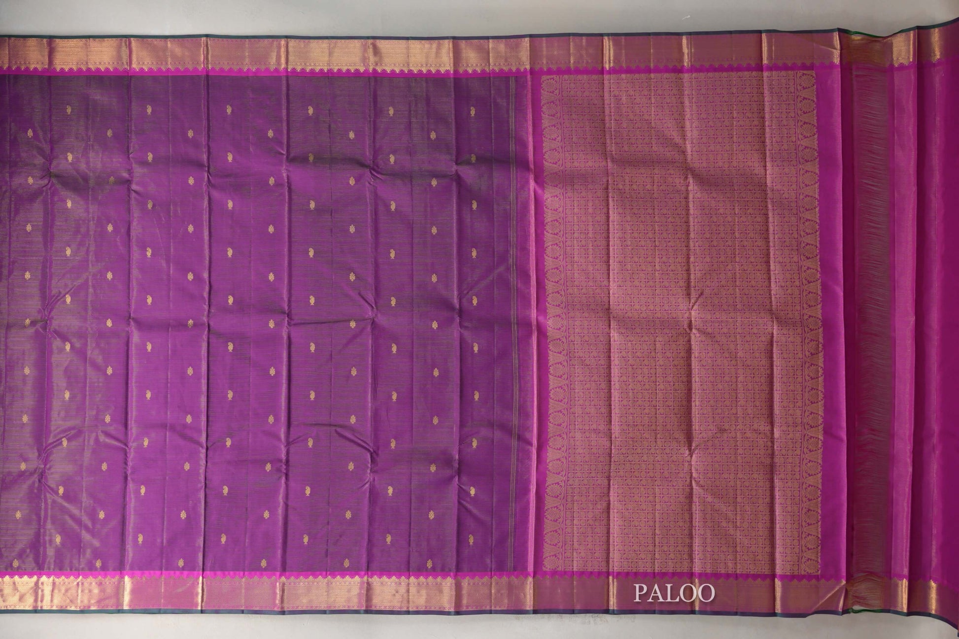 Deep Magenta Vintage Kanjivaram Silk Saree paloo