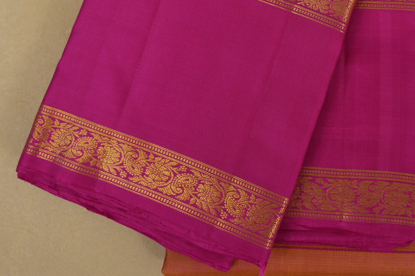 Pinkish Orange with Pink Borders Vintage Kanjivaram Silk Saree online