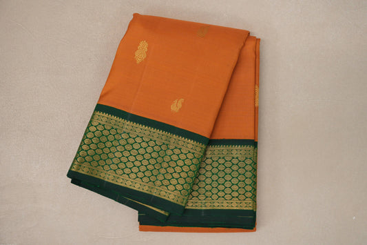folded Mustard Orange Vintage Kanjivaram Silk Saree