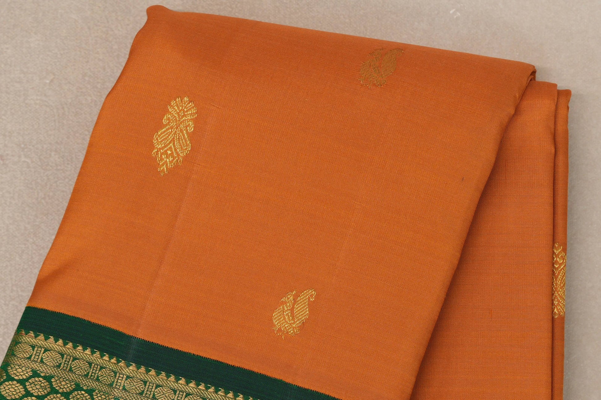 Mustard Orange Vintage Kanjivaram Silk Sareebody zoom
