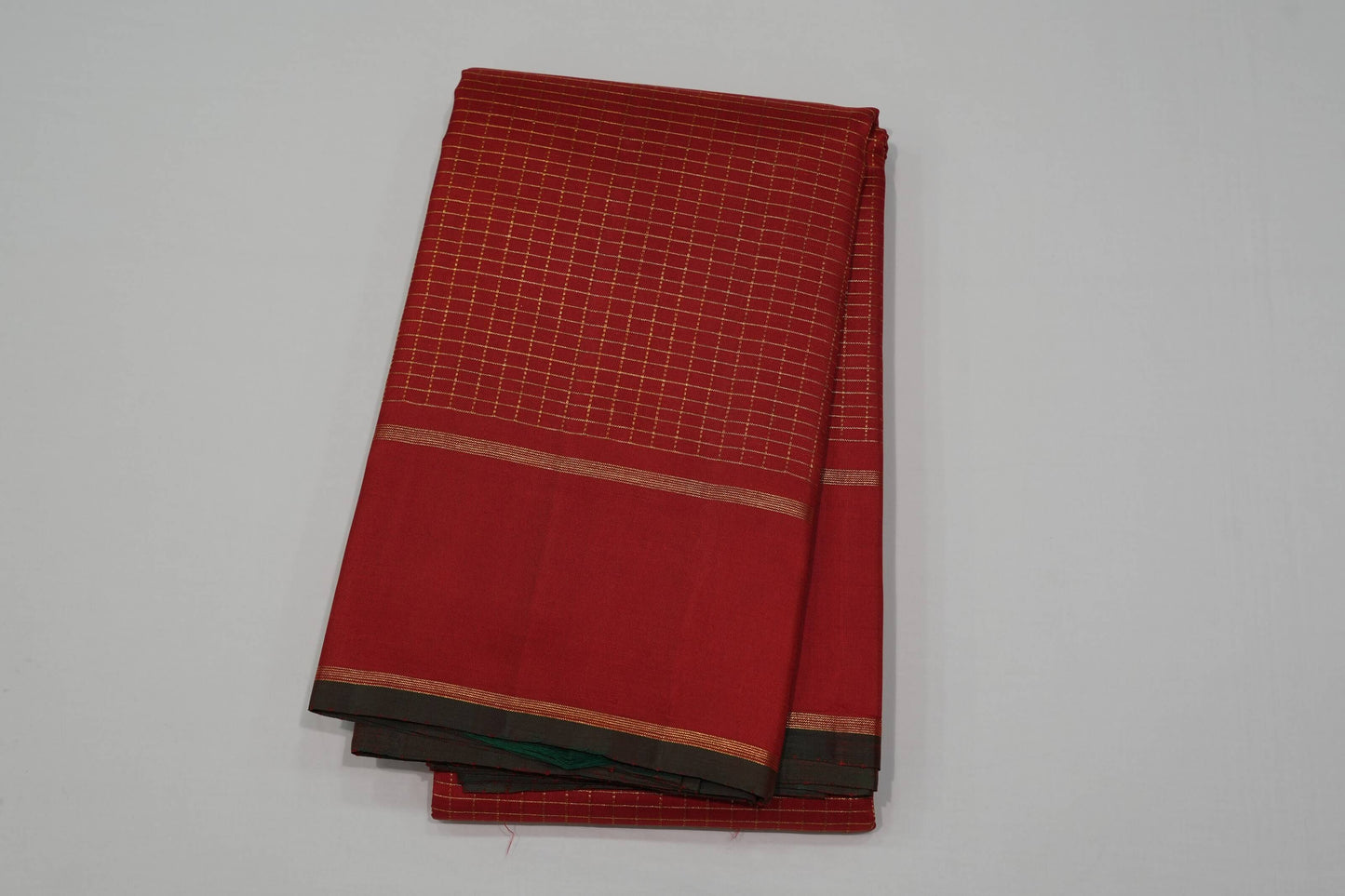 Red checked kanchipuram silk saree