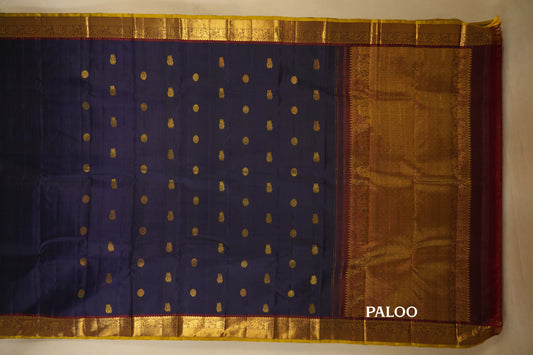 Jamun Color with Maroon Borders Vintage Kanjivaram Silk Saree paloo