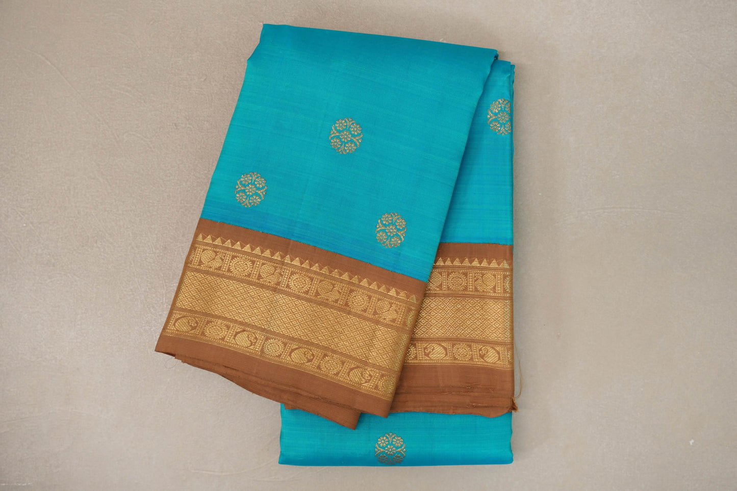Aqua Blue Vintage Kanjivaram Silk Saree 
