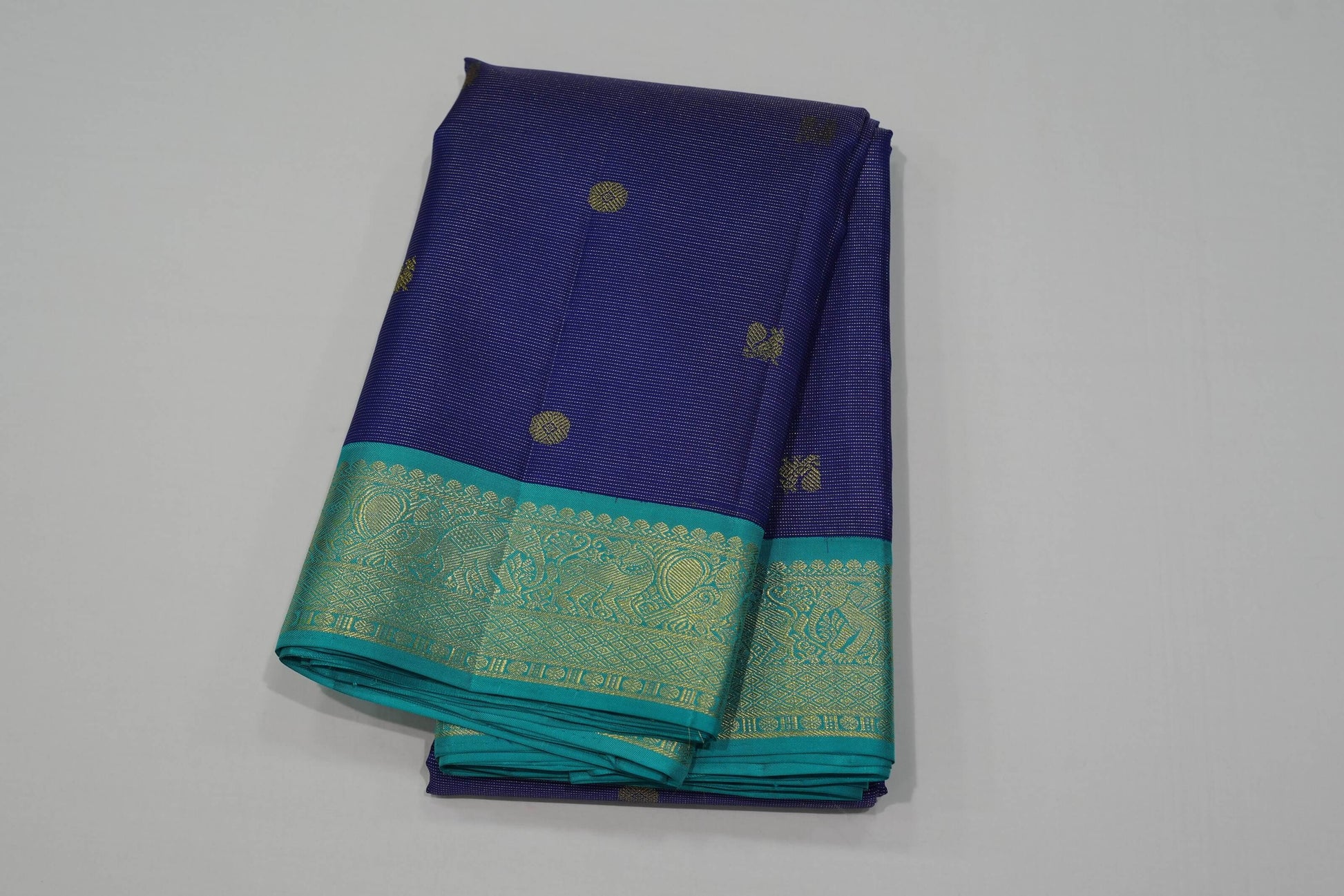 Blue kanchipuram silk saree
