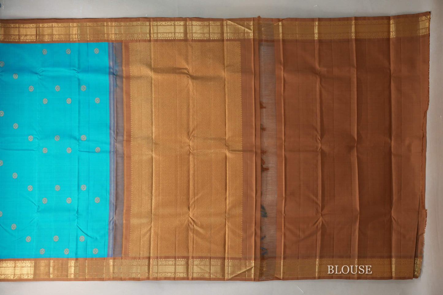 Aqua Blue Vintage Kanjivaram Silk Saree  blouse