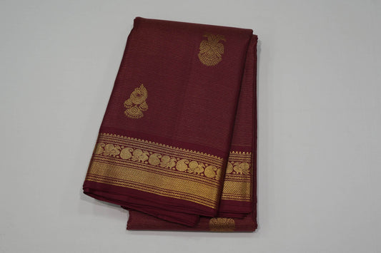 Dark maroon kanchipuram silk saree