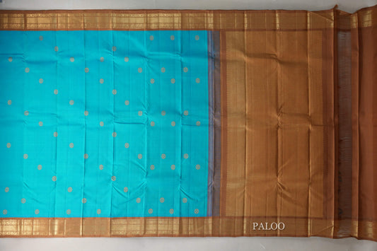 Aqua Blue Vintage Kanjivaram Silk Saree  paloo