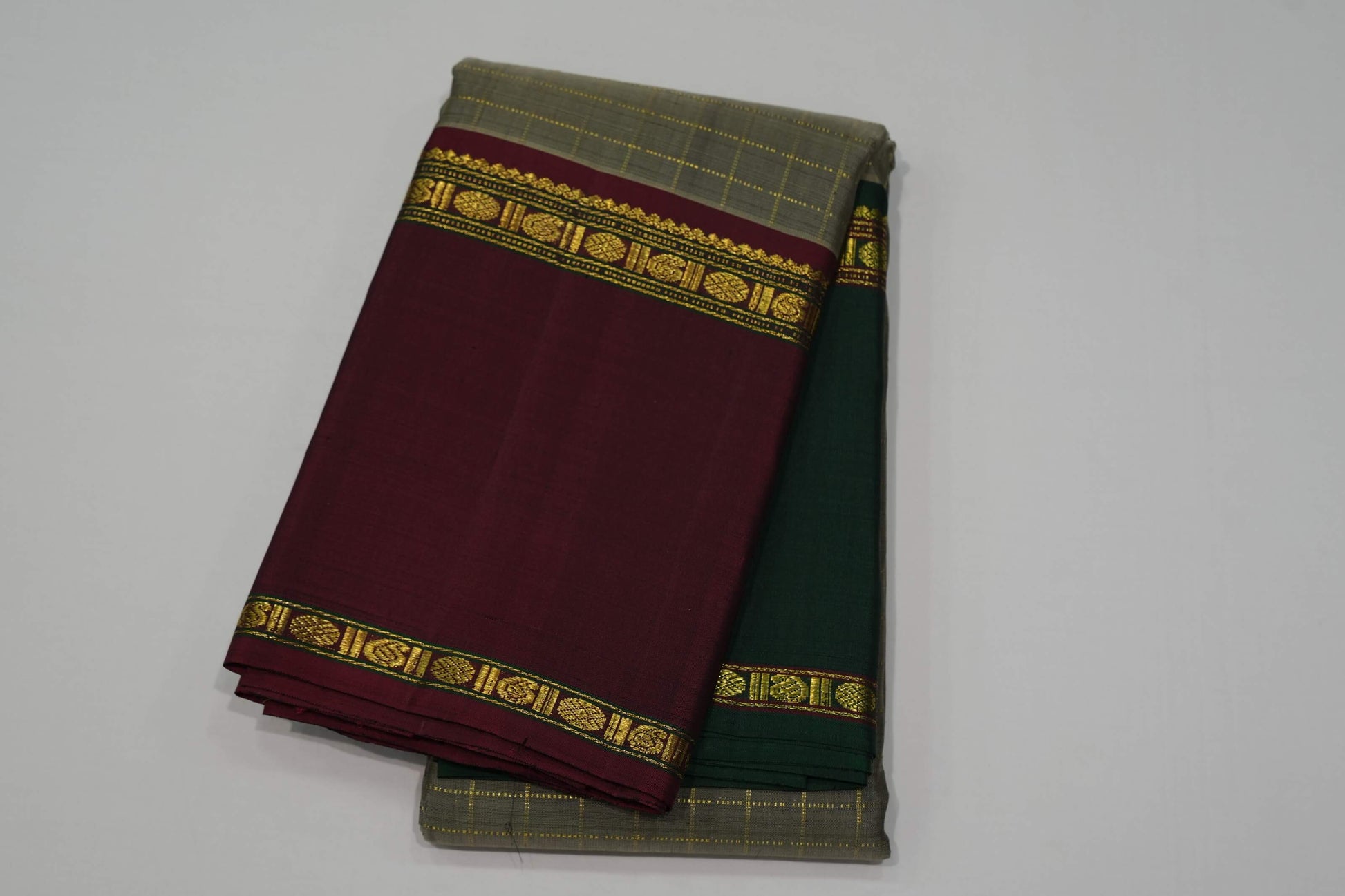 Grey kanchipuram silk saree
