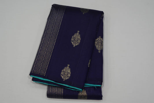 Navy blue kanchipuram silk saree