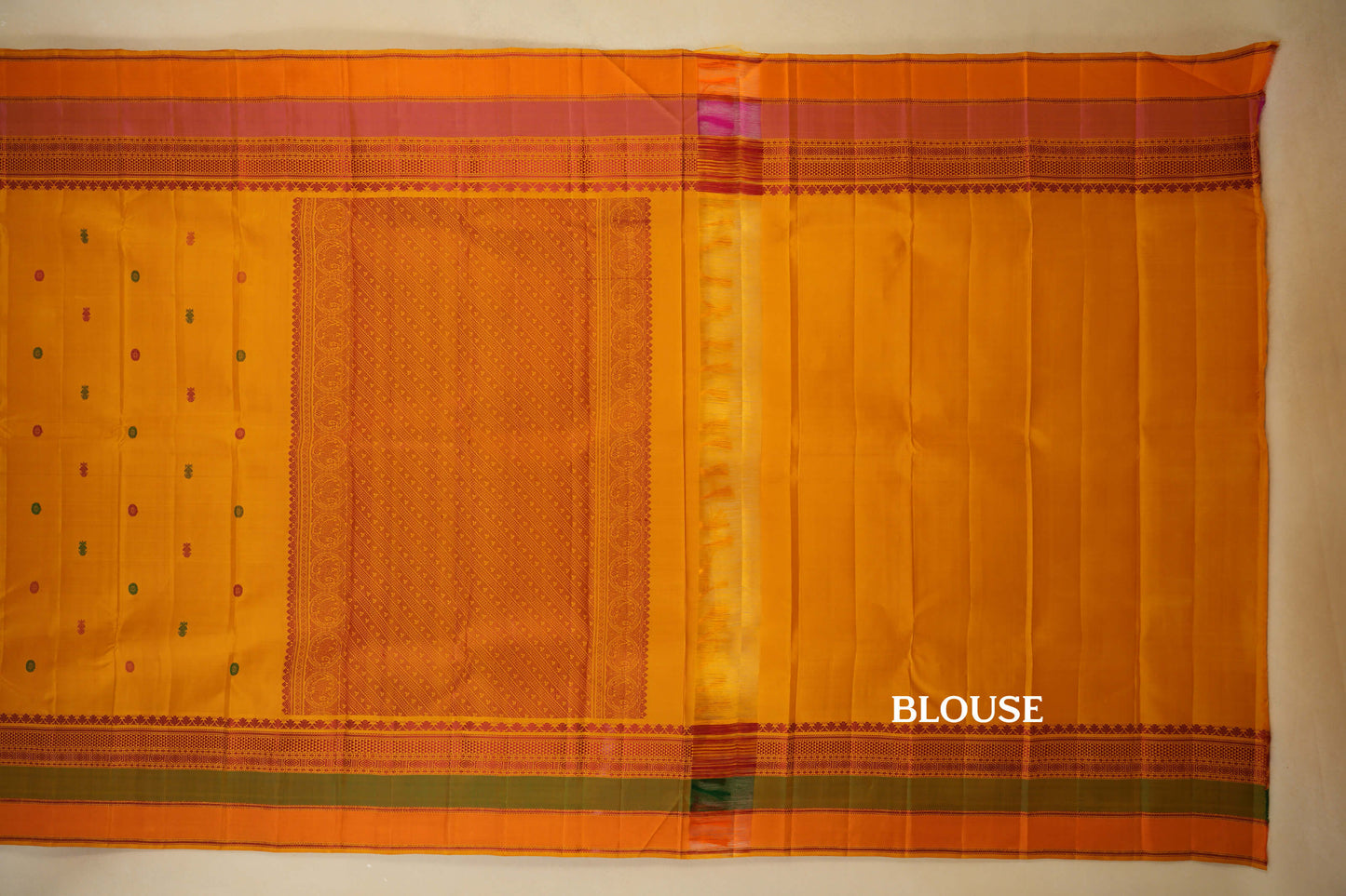 Mustard Vintage Kanjivaram Silk Saree blouse