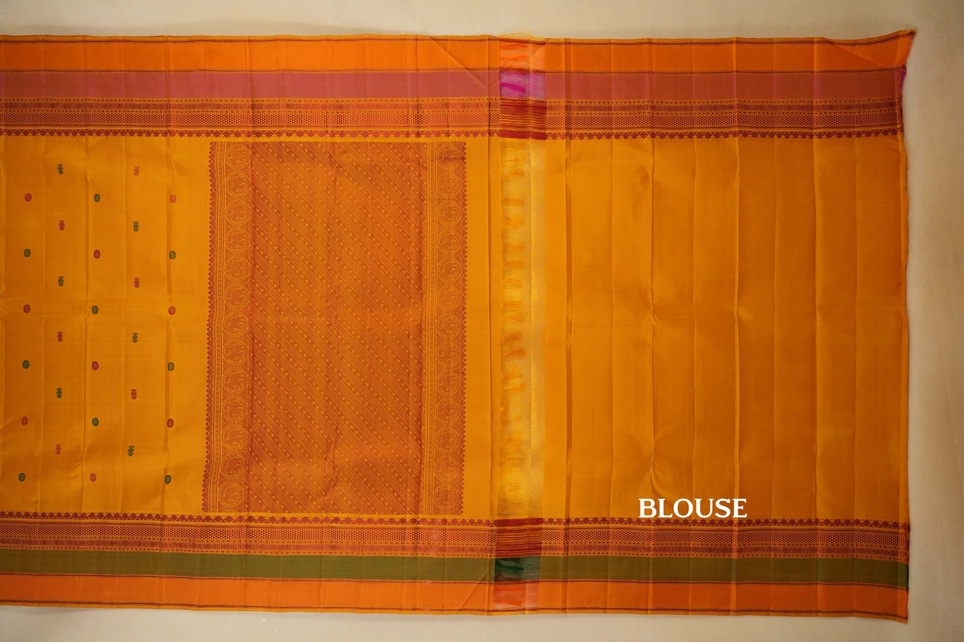 Mustard Vintage Kanjivaram Silk Saree blouse