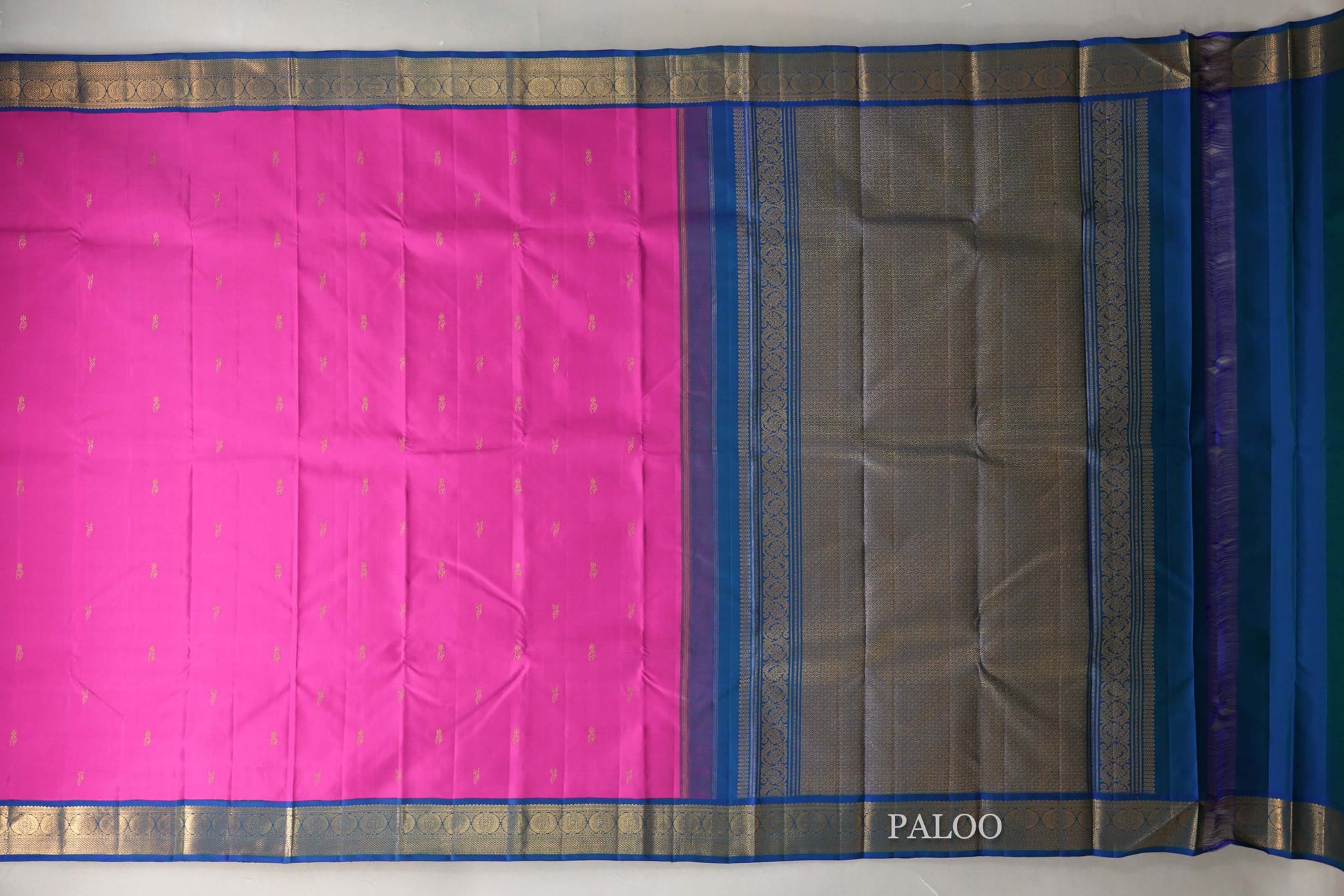 Magenta Kanjivaram Silk Saree paloo