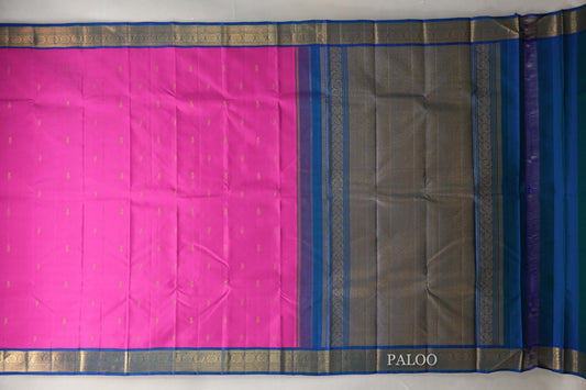Magenta Kanjivaram Silk Saree paloo