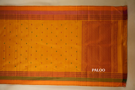 Mustard Vintage Kanjivaram Silk Saree paloo