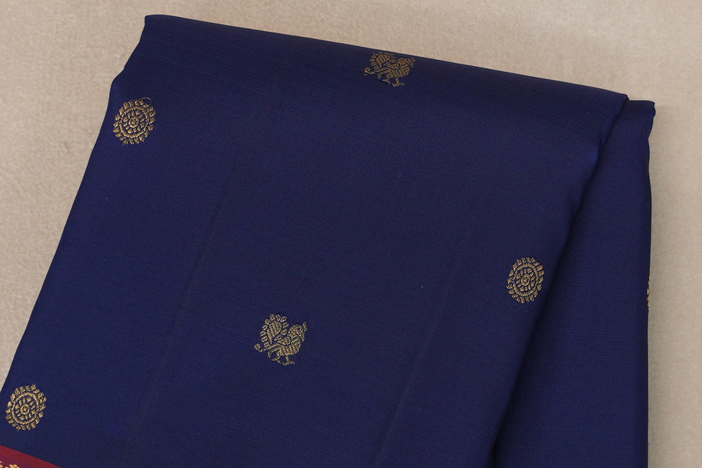 Deep Blue Kanjivaram Silk Saree body zoom