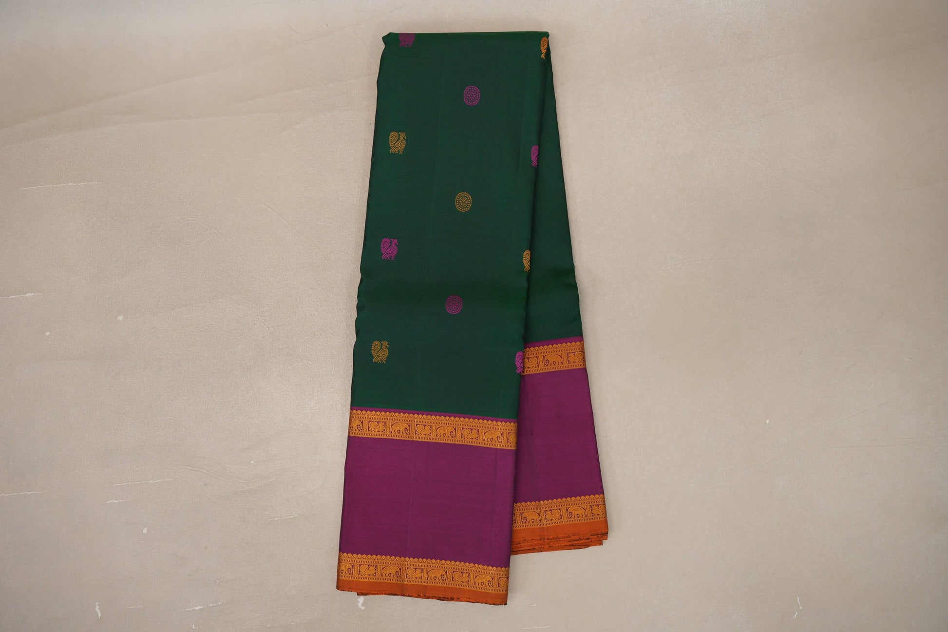Forest Green Thread Woven Kanjivaram Silk Saree online