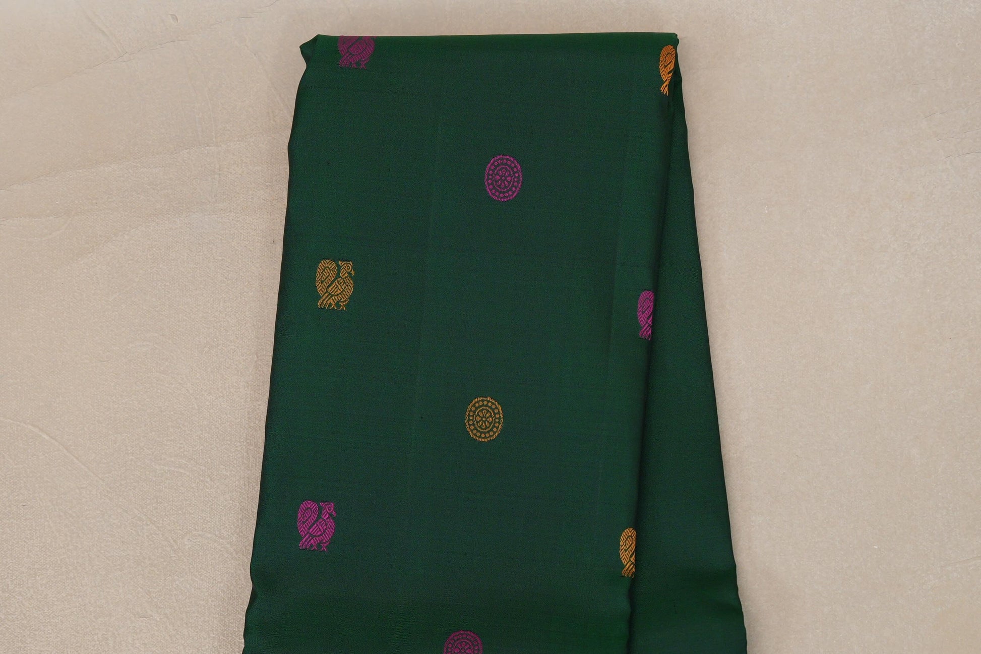 Forest Green Thread Woven Kanjivaram Silk Saree body zoom