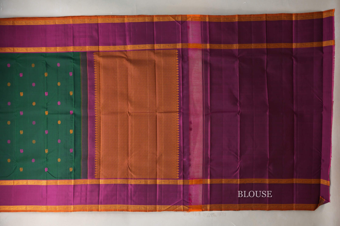 Forest Green Thread Woven Kanjivaram Silk Saree blouse