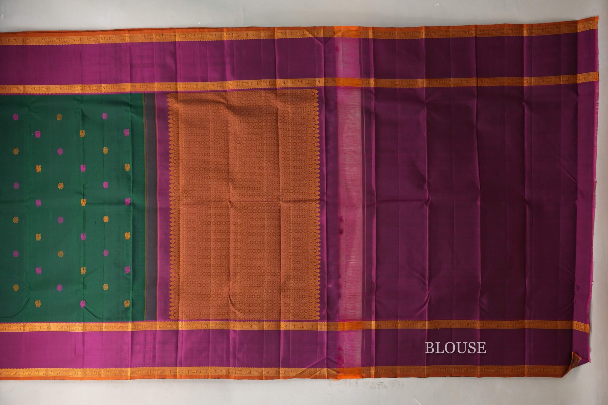 Forest Green Thread Woven Kanjivaram Silk Saree blouse