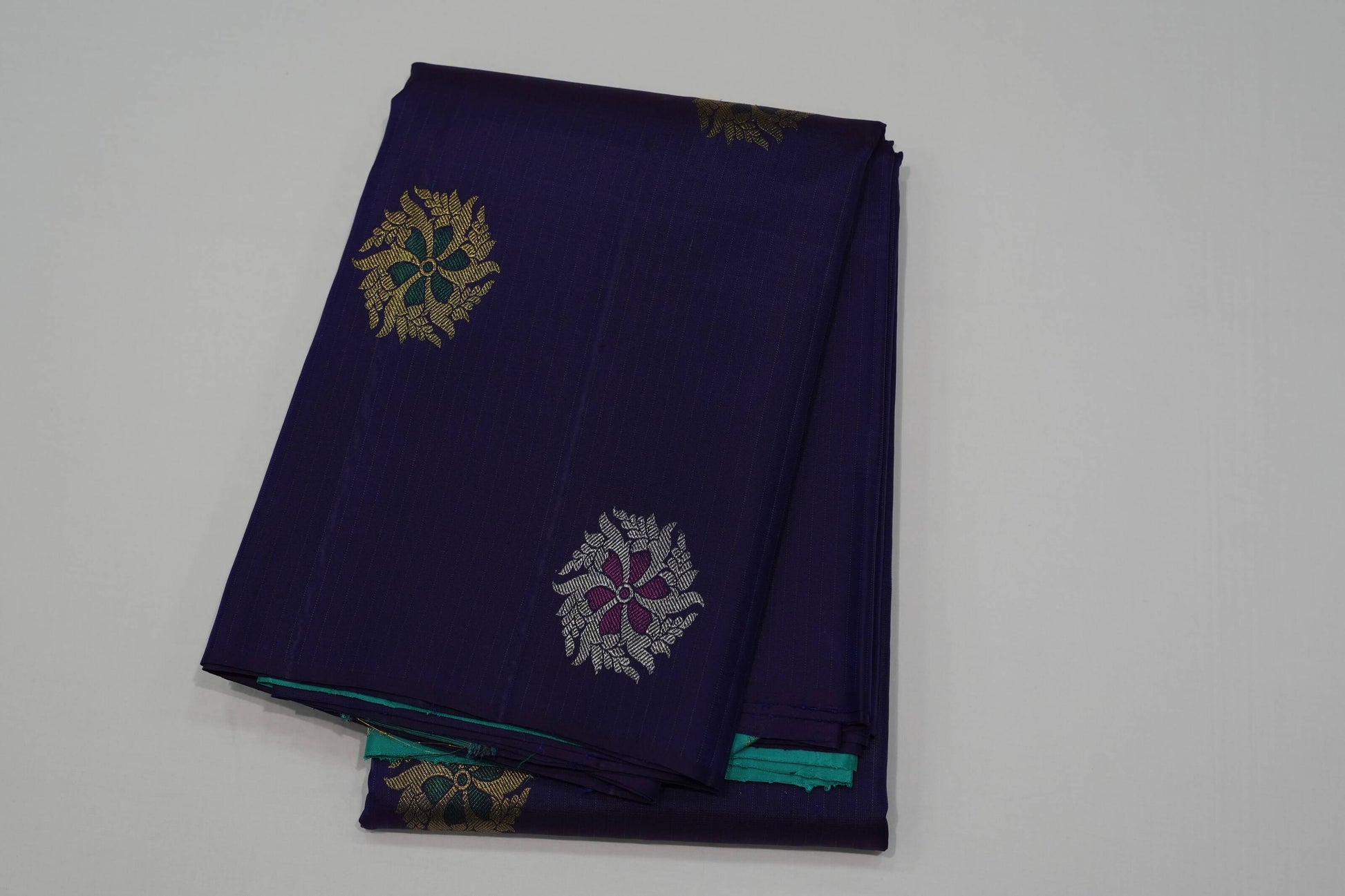 Dark violet kanchipuram silk saree