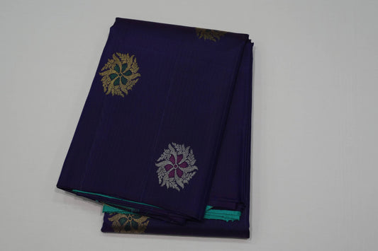 Dark violet kanchipuram silk saree