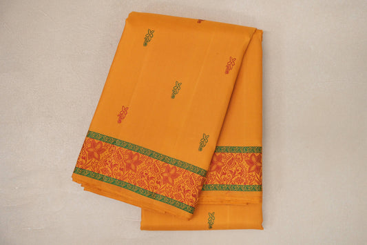 folded Mustard Thread Woven Kanjivaram Silk Saree 