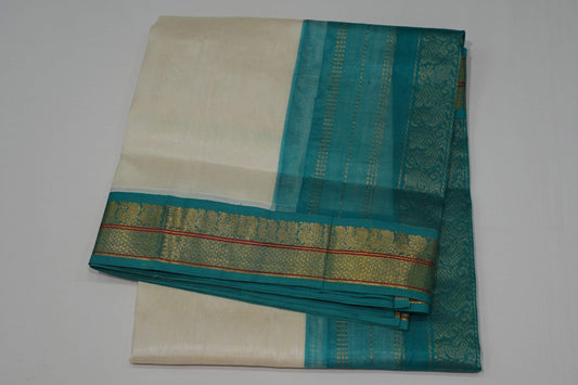 Off-white silk cotton saree