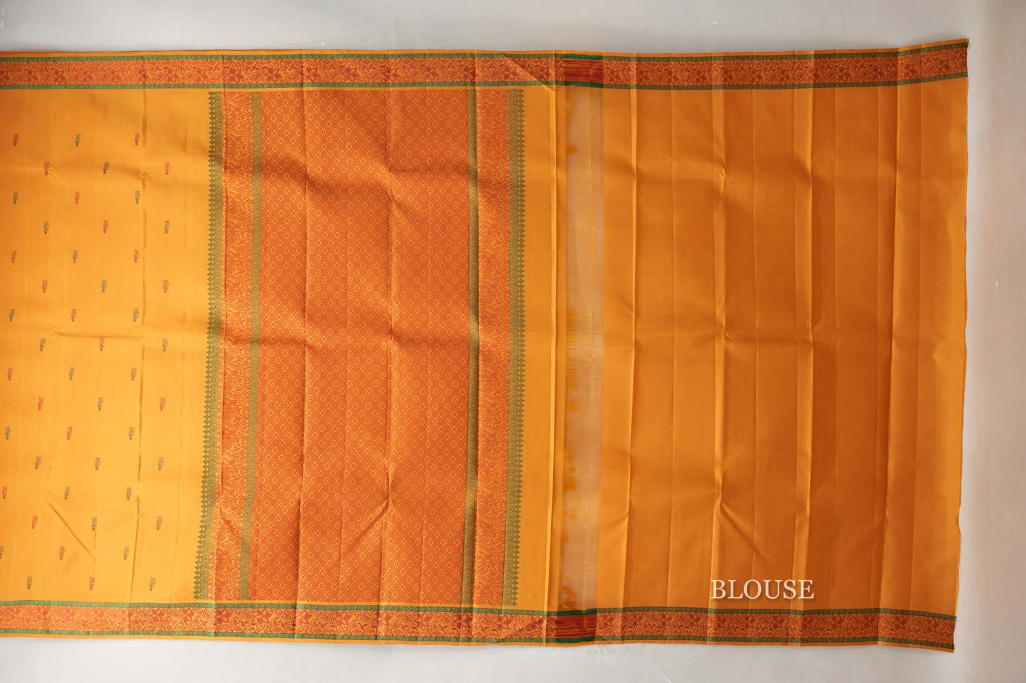 Mustard Thread Woven Kanjivaram Silk Saree  blouse