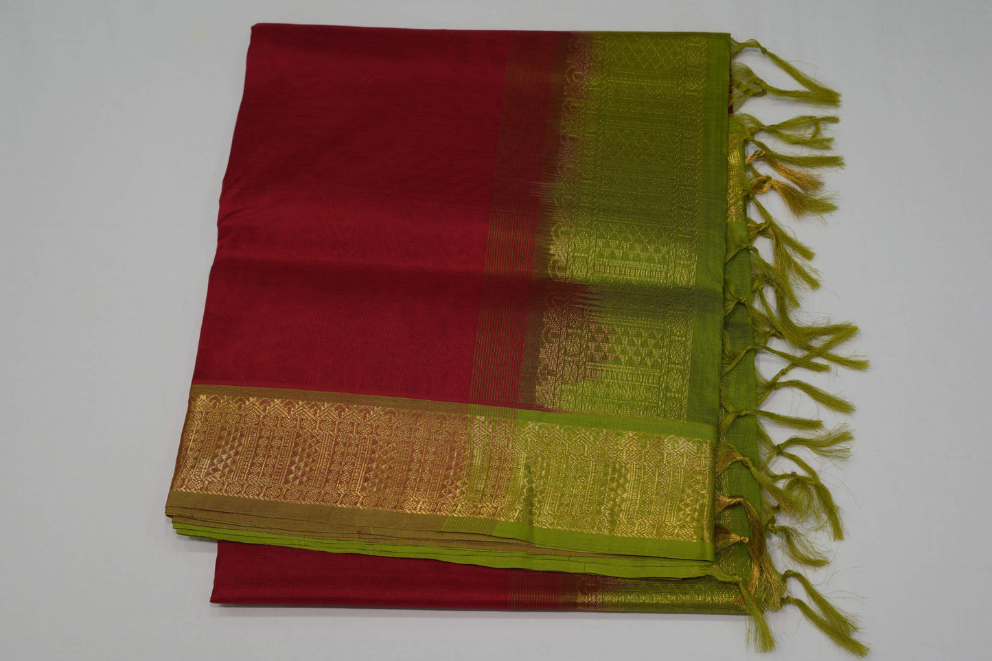Red silk cotton saree
